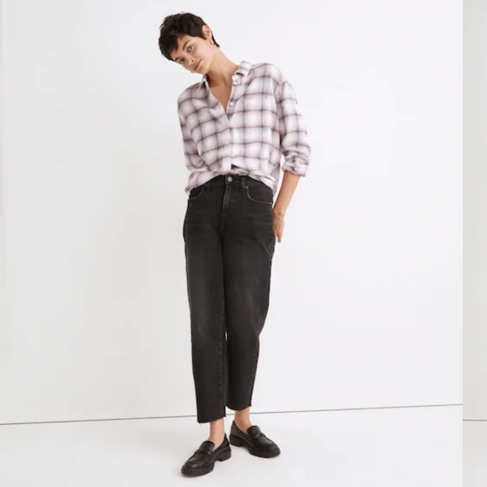 Madewell Balloon Jeans in Biscayne Wash: Raw-Hem Cropped Inseam Size 27 Tall